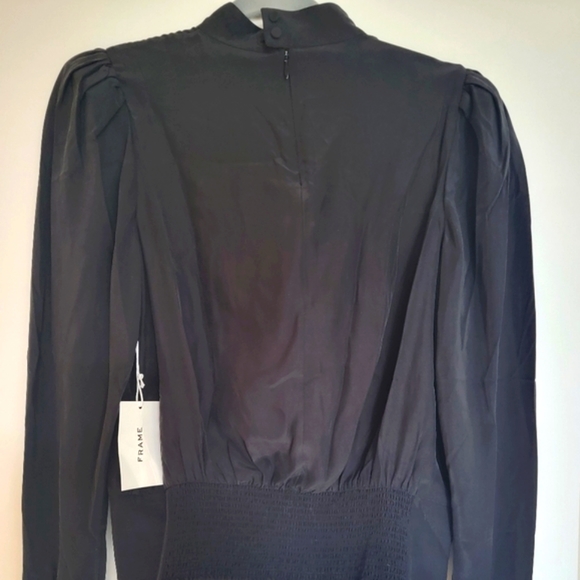 FRAME Womens Black Silk Keyhole Shirt Blouse - Picture 2 of 6